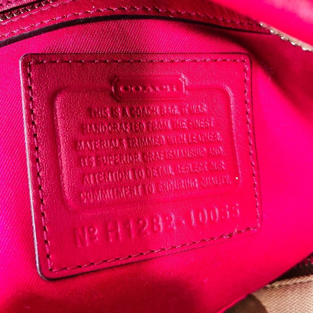 Coach Signatur Hamptons Weekend Khaki Pink Signature Stripe Tote Purse 10055 - Picture 8 of 8